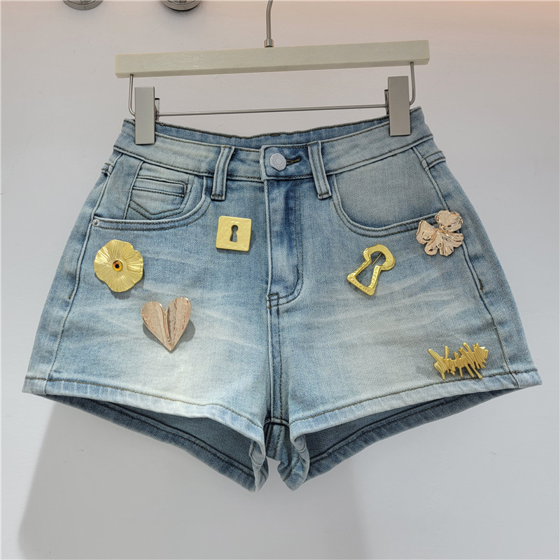Pantalones Cortos de Mezclilla de Cintura Alta y Pierna Ancha para Mujer