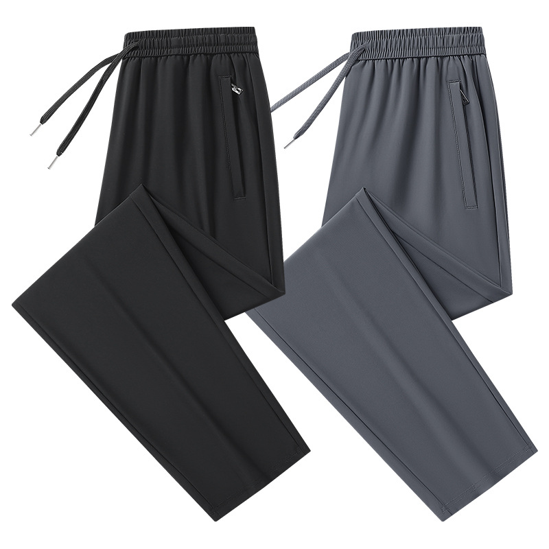 Silk summer thin breathable quick dry elastic sports trousers