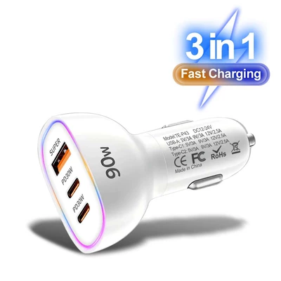 Total 90W USB Dual Mobil şarj cihazları - white-opp-bag