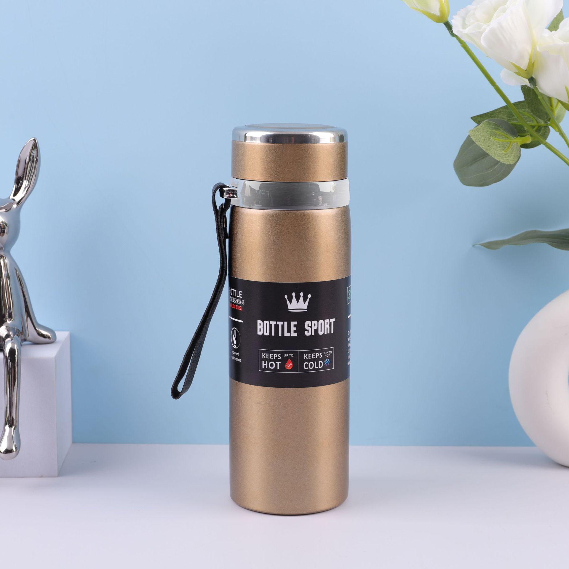 Transfronterizo 316 taza de vacío de acero inoxidable de gran capacidad al aire libre portátil deportes hervidor de agua taza de regalo de negocios con cuerda