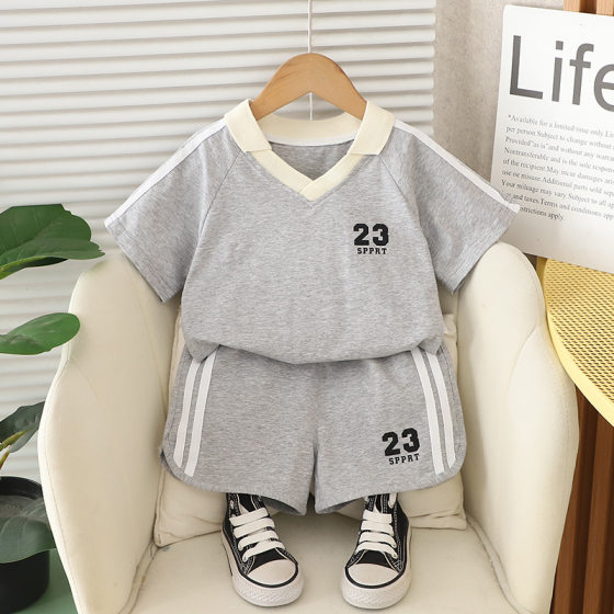 Boys' summer suit 2025 new children 1-3 years old casual children's sports suit baby a generation of hair