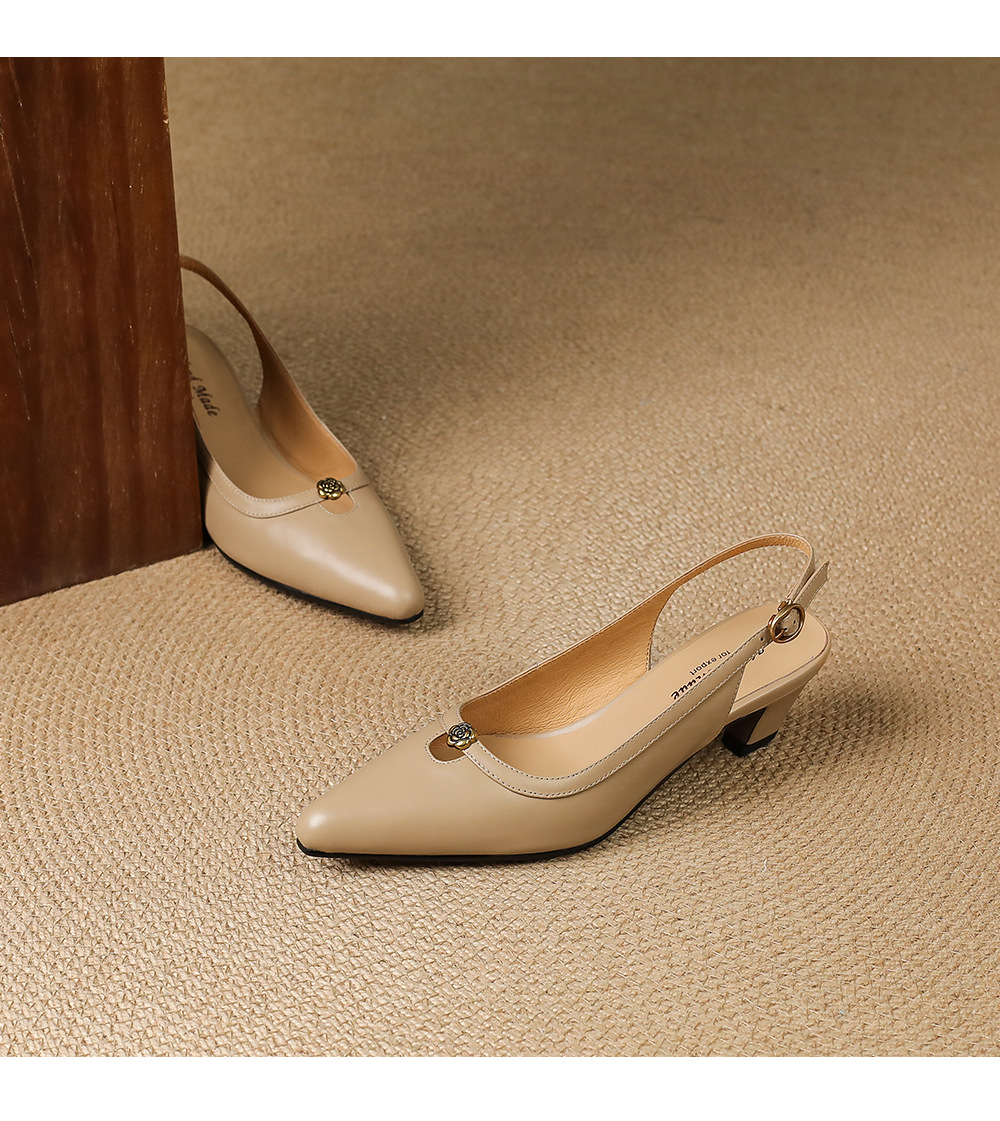Sandal nữ mũi hở quai ngang gót thấp phong cách Hàn Quốc — đen chi tiết 15