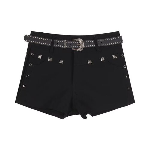 Women's High-Waist Stylish Slimming Black Straight Leg Tight Shorts with Wide Leg Design - New Arrival