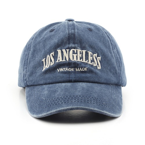 Cross-border washed cotton soft top embroidered men's and women's baseball caps outdoor American denim retro hat ins trend style