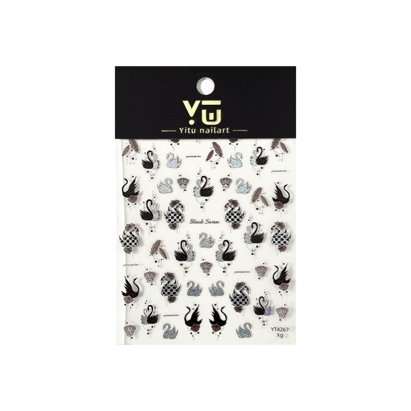 YITU蚁图星光膜黑天鹅美甲贴纸精致高级爆闪轻奢风装饰贴纸YT4267|undefined