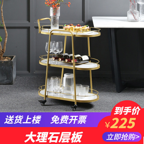 Nordic Mobile Food Truck, Commercial Catering Cart, Beverage Cart, Double- or Triple-Decker Drink Server, Compact Trolley, Home Use for Cakes