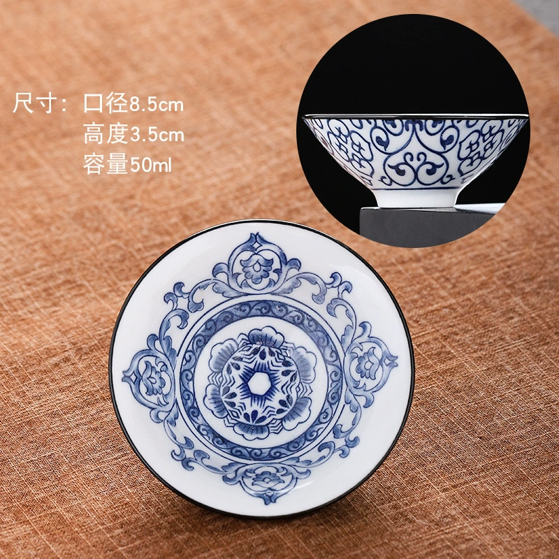 Retro blue and white ceramic tea set, tea cup, Birthday gift