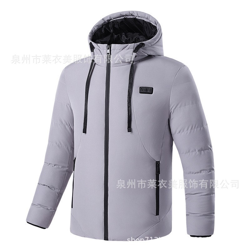 電気加熱綿服ダブルコントロール11区冬カジュアルファッション厚手純色コートusb充電保温綿服|undefined
