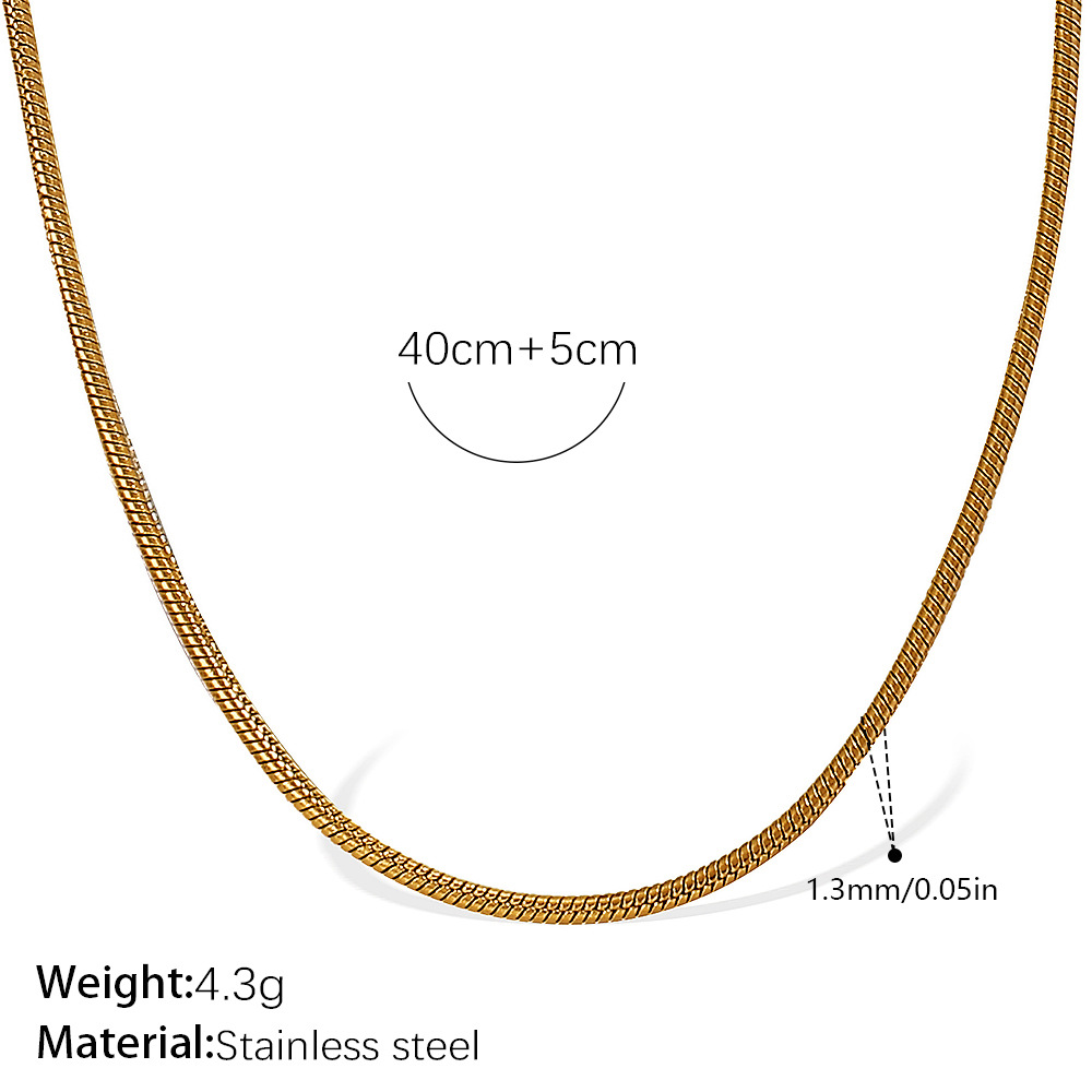 Collar versátil con cadena de hueso de serpiente estampado – cadena trenzada, chapado en oro 18K, personalidad femenina image 20