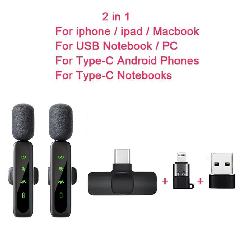 Nuevo micrófono de collar inalámbrico, micrófono L6, micrófono, uno para dos, Bluetooth inteligente, reducción de ruido, clip de collar de reverberación, micrófono