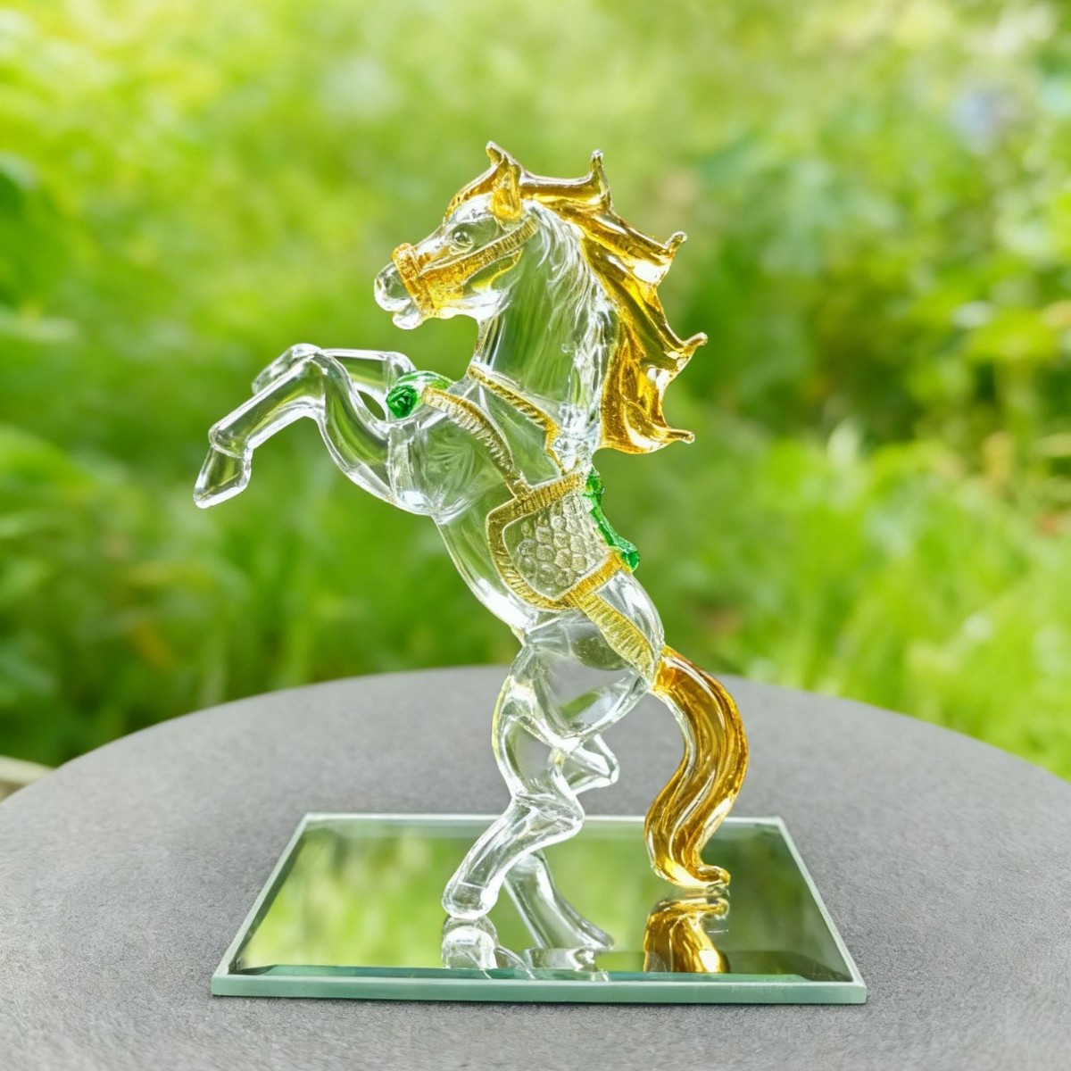 水晶马摆件十二生肖马工艺礼品客厅装饰玻璃摆件办公装乔迁酒柜