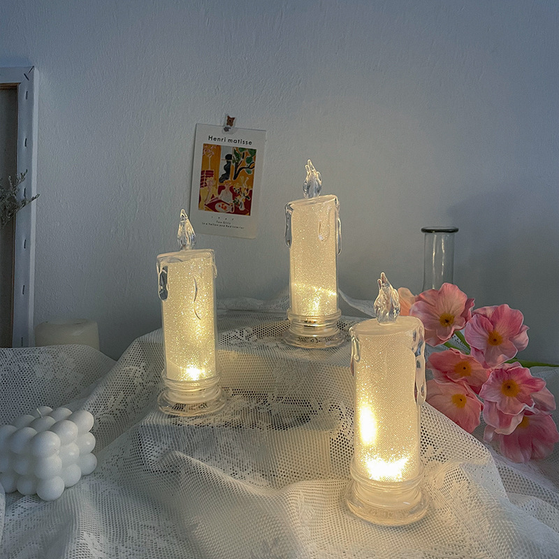 發光流淚電子蠟燭浪漫聖誕場景布置餐廳飾品擺件裝飾禮物小夜燈