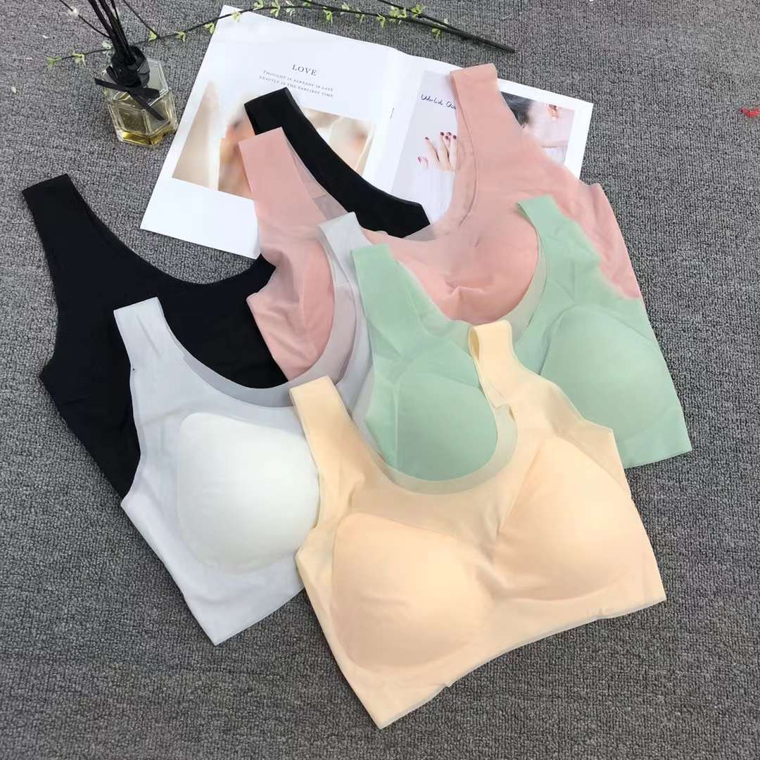 Nueva ropa interior deportiva de color sólido de las mujeres pequeño pecho push up pecho grande pequeño sujetador inalámbrico adhesivo sin costuras Sujetador deportivo