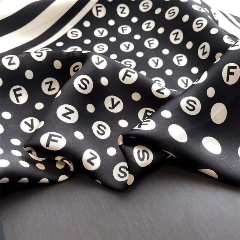 Polka Dot Square Scarf For Women, Elegant Silk-touch Headscarf_voghion.com