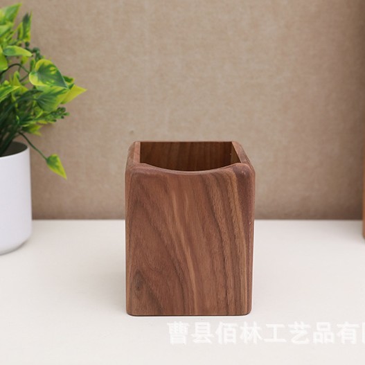 木製筆筒シンプルオフィス書斎学生文房具デスクトップ収納ケース筆桶化粧ブラシ収納ケース|undefined