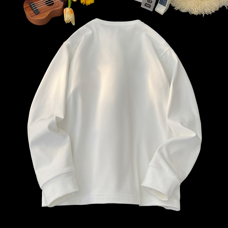 Solid Color American Style Henley Collar Sweatshirt For Men, Autumn Waffle Long Sleeve T-Shirt, High-End Cool Inner_voghion.com