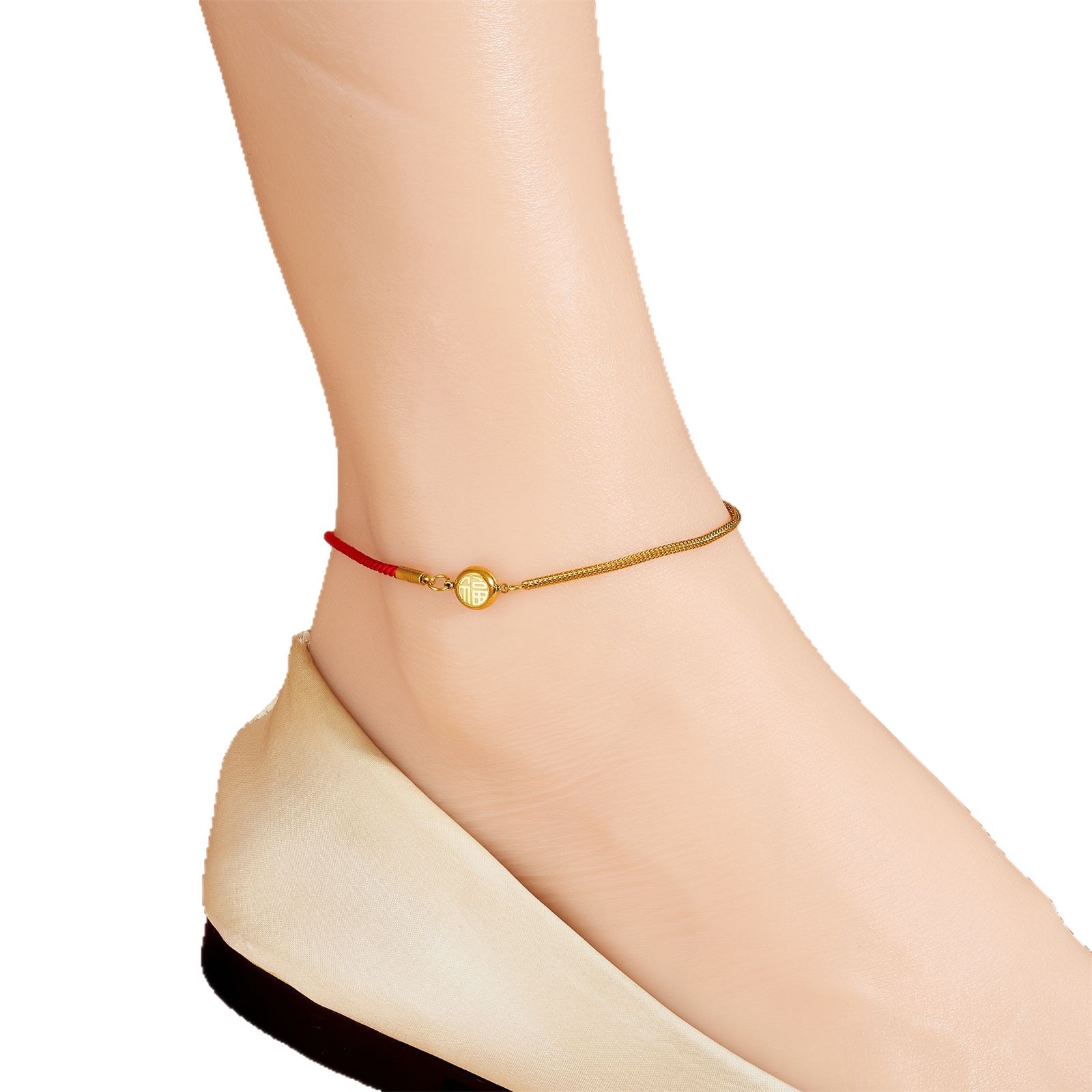 Nueva pulsera de acero de titanio Fu marca pulsera de cordón rojo mujer ligera diseño de nicho de lujo tejido exquisito simple accesorios versátiles moda