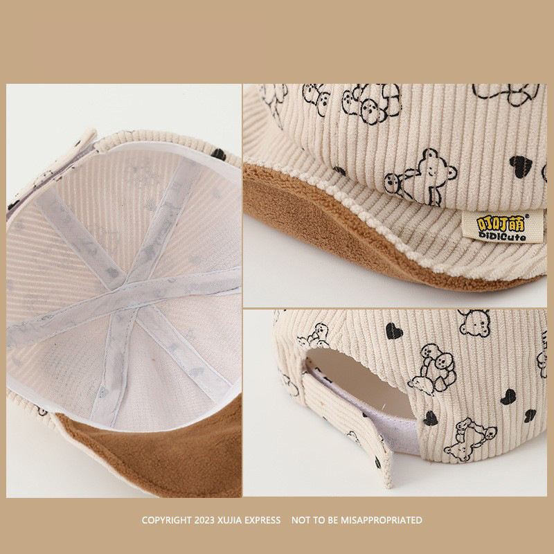 Sombrero de bebé primavera y otoño para bebés con bordes suaves sombrero de invierno para niños gorra de lengua de pato espesa gorra de béisbol de mujer linda