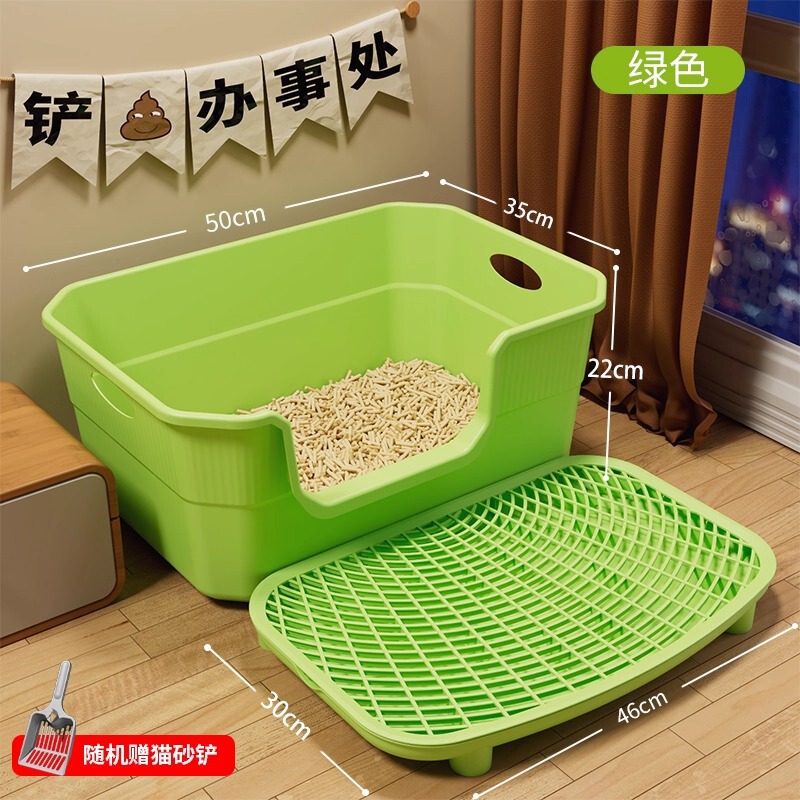 超大号加厚猫砂盆封闭防外溅全开放式半封闭缅因猫沙盆特大猫屎盆|undefined