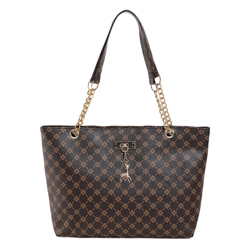 Bolso tote de gran capacidad nuevo modelo 2023, estampado floral, cadena retro, de mano o hombro, ideal para uso cotidiano y oficina