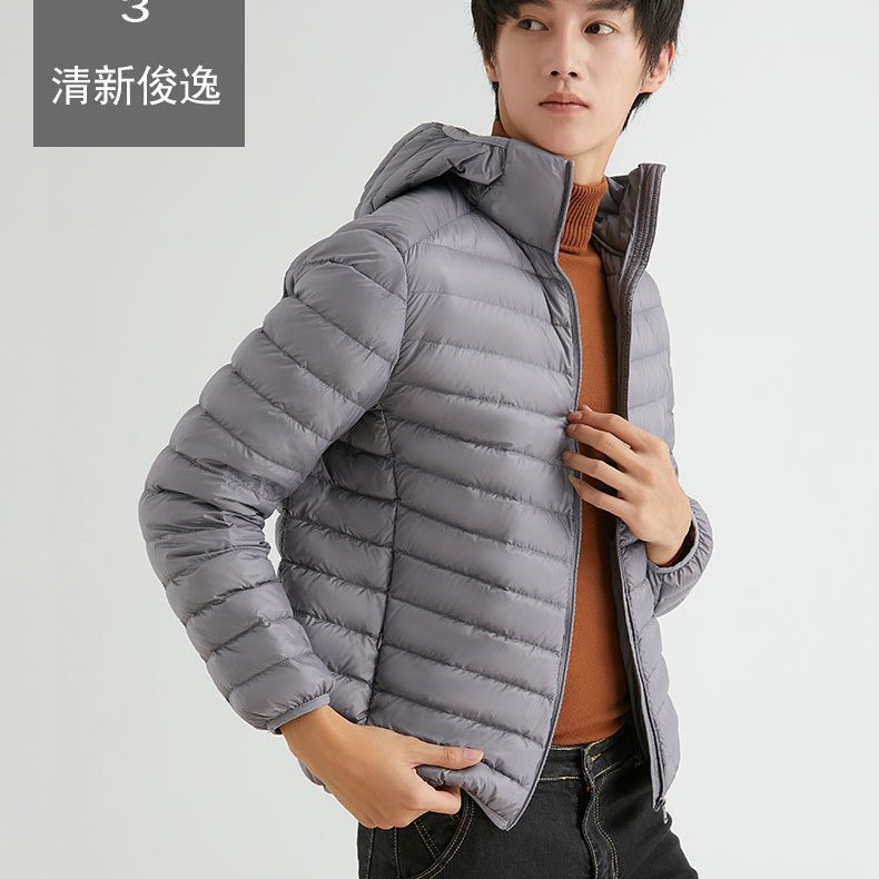 Nuevo 90 blanco chaqueta de invierno hombre ligero corto joven de mediana edad chaqueta de cuello ultra ligero auténtico