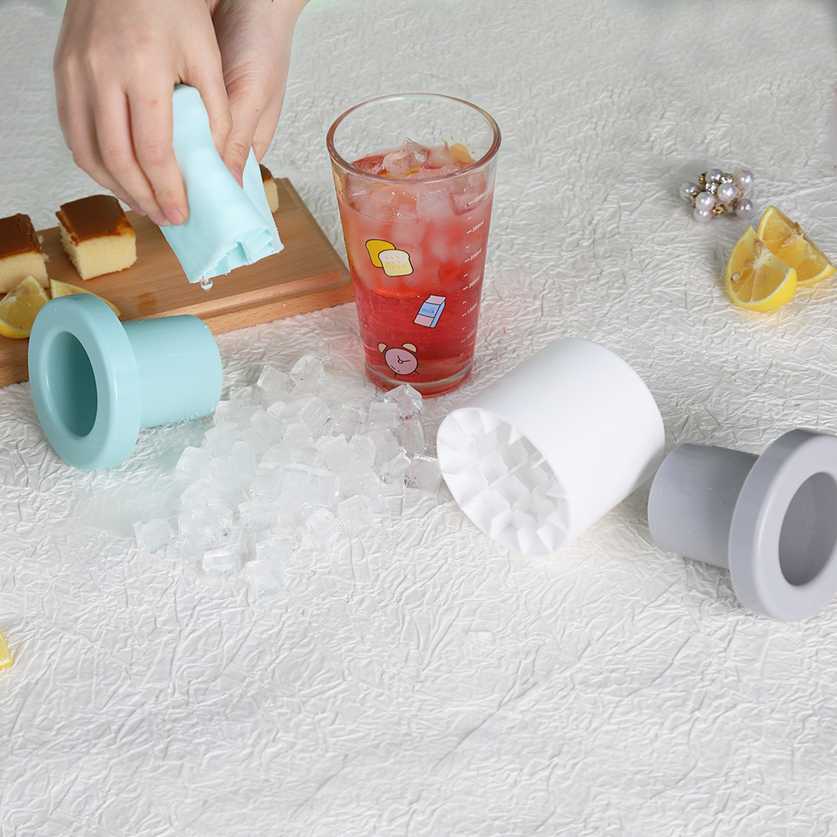 Rechero de hielo de silicona con tapa abrasivo de hielo artefacto caja de hielo molde de hielo refrigerador caja de bloques de hielo tubo de hielo de bricolaje para el hogar