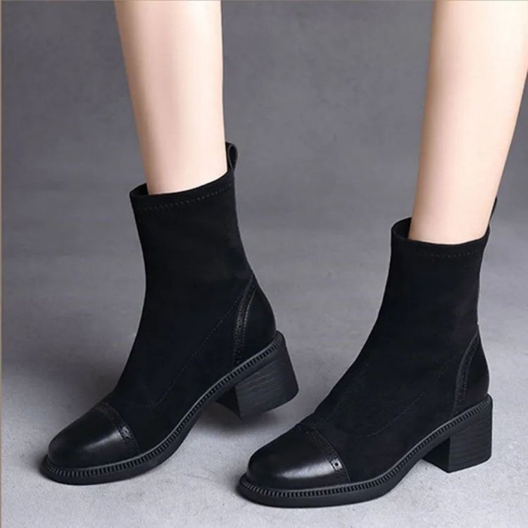 2024 Spring and Autumn Short Stretch Cloth Boots Women's Slim Low Heel Thin Sock Boots Thick Heel Small Short Boots Martin Boots Women's Boots 2024 Spring and Autumn Short Stretch Cloth Boots Women's Slim Low Heel Thin Sock Boots Thick Heel Small Short Boots Martin Boots Women's Boots