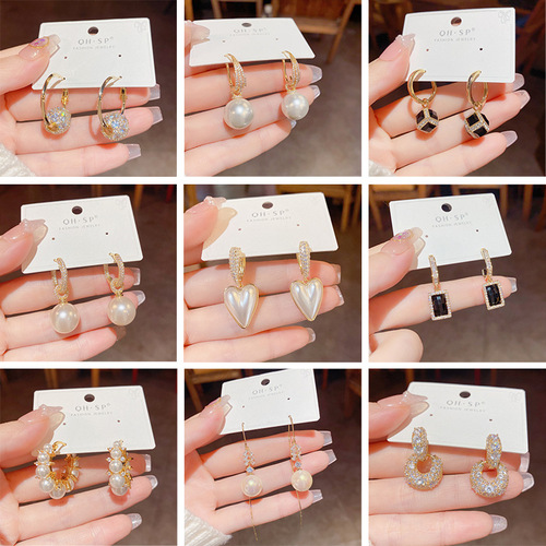 Popular same style recommended 100 styles of 925 silver needle earrings, earrings, classic geometric long tassel earrings wholesale