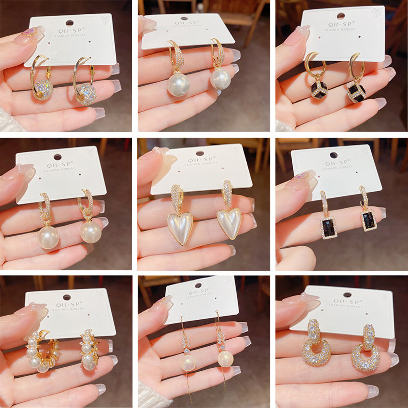 Tiktok Popular Picks: 100 Types of Earrings, Classic Geometric Long Tassel Ear Accessories Wholesale