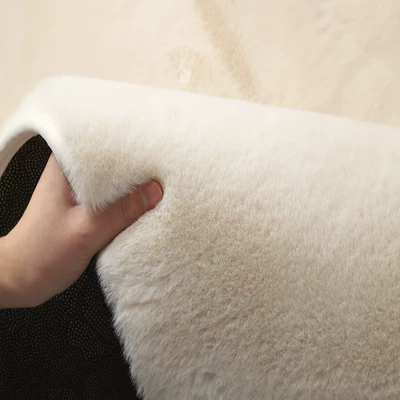 Car Carpet, Carpet Living Room Coffee Table Bedroom - long-rabbit-hair-thickened-encrypted-beige-diameter-80cm-round