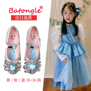 Bingxue Qi Yisha Princess Shoes 2024 Корейская весна и осенняя мягкая девичья девочка лук одиночная обувь мультфильм детские кожаные туфли