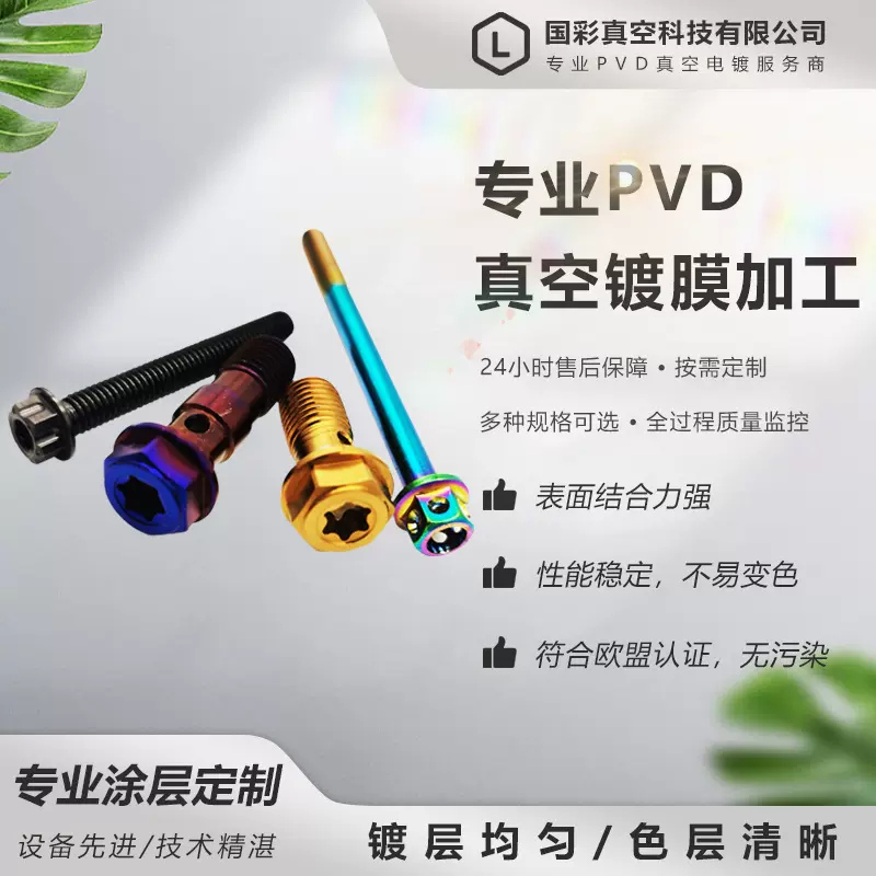 PVD真空电镀螺丝玫瑰金耐酸碱涂层汽摩配件不锈钢螺丝镀膜加工