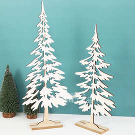 圣诞节装饰品摆件木质创意镂空迷你圣诞树木片木质工艺品桌面摆件