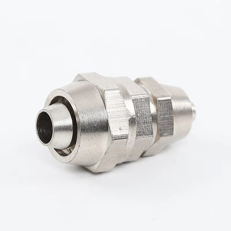 镀镍铜变径快拧直通 铜管接头变径卡套直通 卡套/快拧异径直通