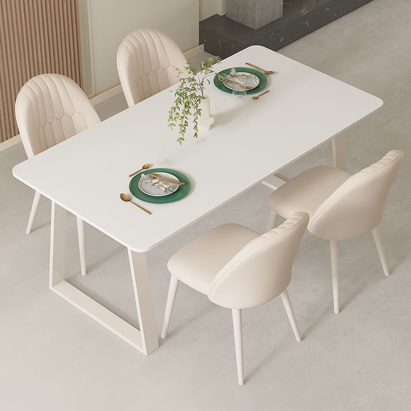 Mesa de comedor de tabla de roca moderna y simple estilo nórdico de crema de estilo doméstico de alta calidad blanca pura mesa de comedor red roja rectangular