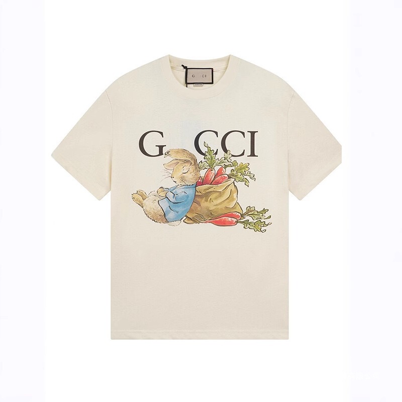 Cross-Border Gu Brand High-End Version 25Ss New Fun Peter Rabbit Series Printed Short-Sleeve T-Shirt Couple Style Cross-Border Gu Brand High-End Version 25Ss New Fun Peter Rabbit Series Printed Short-Sleeve T-Shirt Couple Style