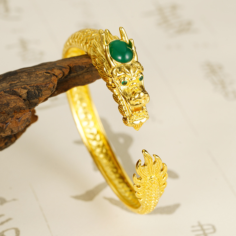 Brazalete de apertura de Tenglong Zodiac Dragon retro estereoscópico estilo masculino brazalete de estilo chino al por mayor proveedor directo