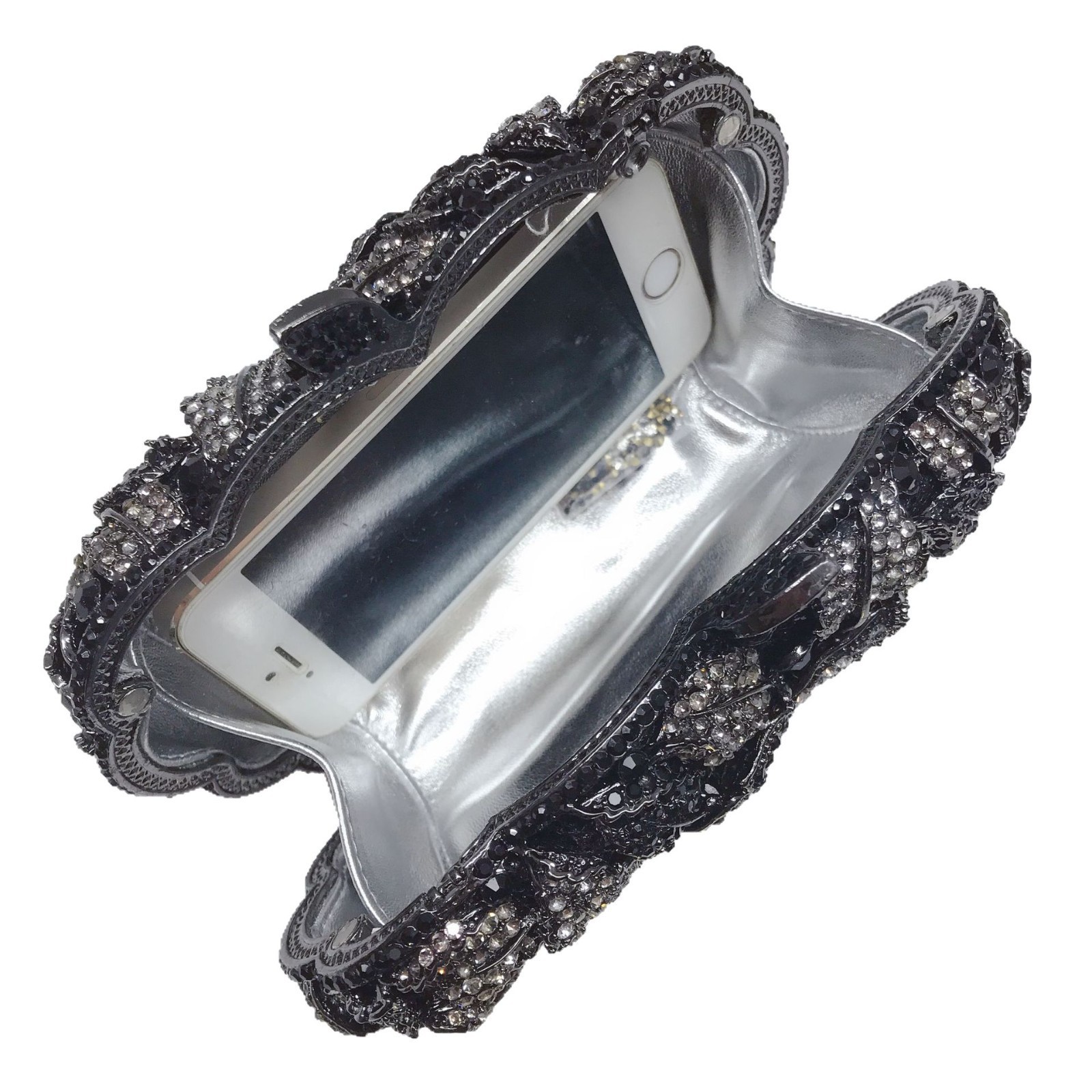 Seleccione estrictamente hueco rosa diamantes bolso de cena metal caja dura bolso de mujer bolso de vestido de fiesta de Año Nuevo bolso de diamantes de banquete