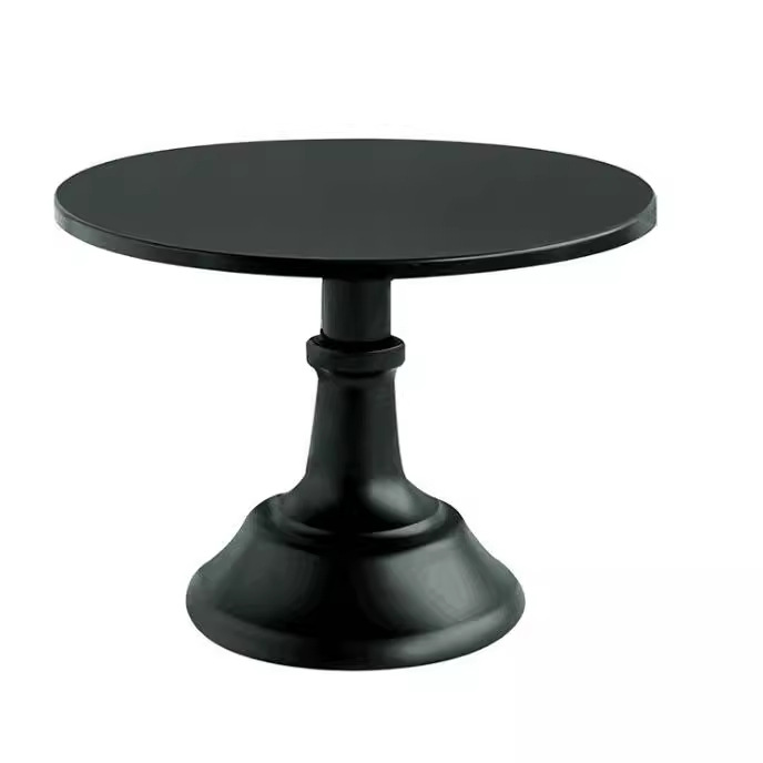 Mesa de postre bandeja de pies altos bandeja de pastel negro 10 pulgadas bandeja de bocadillos bandeja de pastel negro hierro forjado propósitos de boda