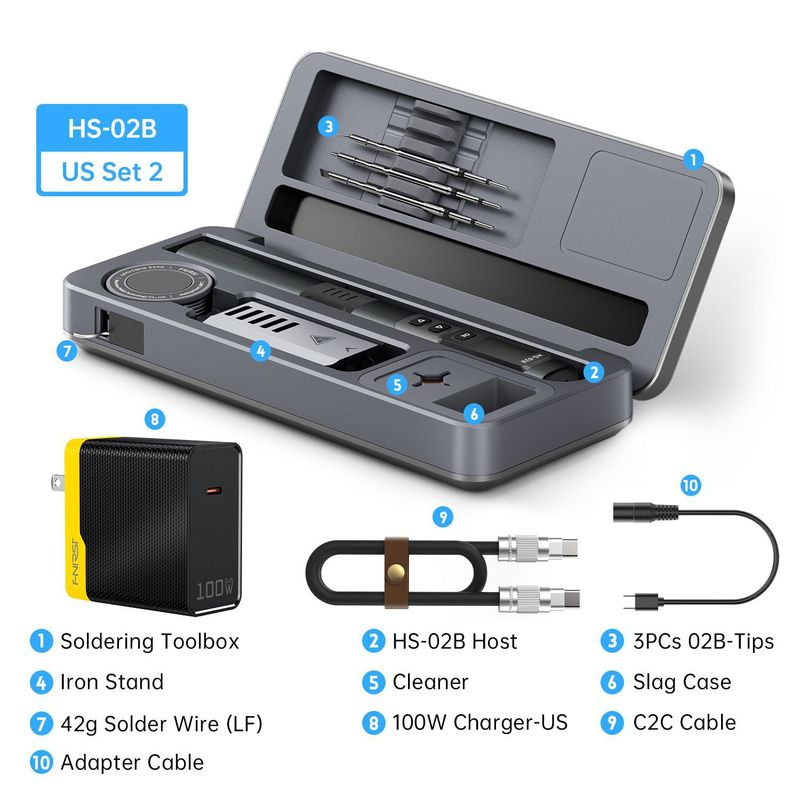 FNIRSI HS-02a/02bスマートはんだ付けモバイルテーブル収纳ケースはんだ付けセット|undefined