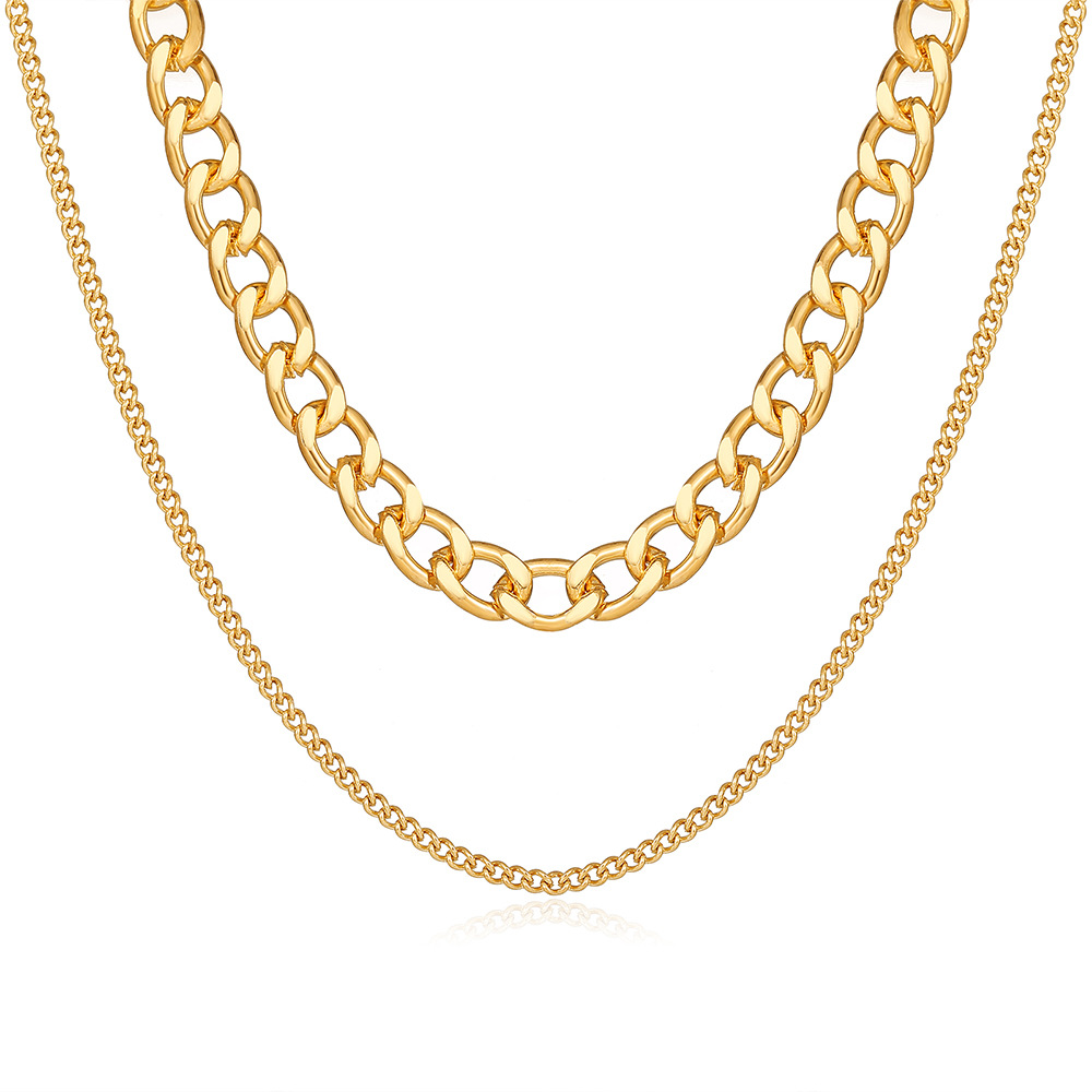 Retro Thick Chain Double-layer Necklace display picture 7