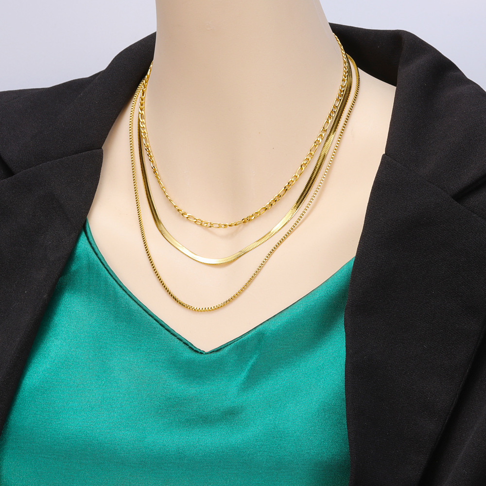 Fashion Geometric Titanium Steel Plating Layered Necklaces 1 Piece