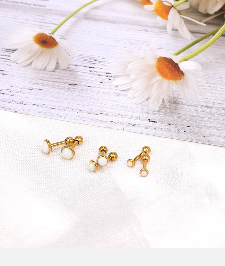 Mini Opal Earrings for Women, Titanium Steel Flat Back Studs, Screw Twist Closure, Simple Elegant Ear Jewelry detail image 8