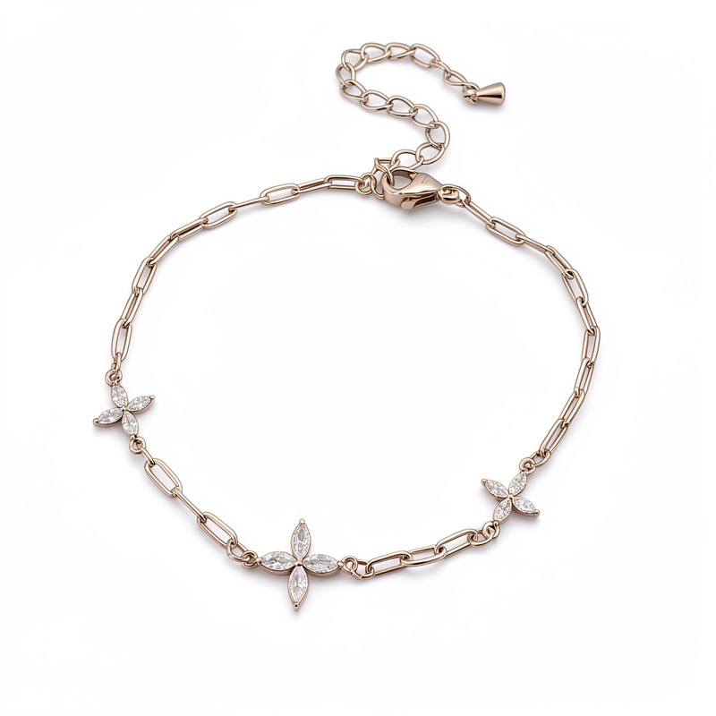 Zircon hueco pulsera de flores ligera de lujo nicho de alto nivel pulsera de sensación de viento frío personalidad de moda joyería al por mayor