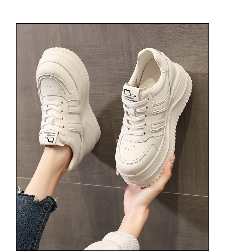 Giày sneaker nữ chunky đế dày phong cách Hàn Quốc, tăng chiều cao, màu trắng basic — màu trắng chi tiết 14