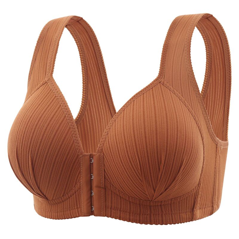 Cross-border direct supply plus size front button sexy underwear wireless push-up bra non-magnetic adjustable middle-aged and elderly bra