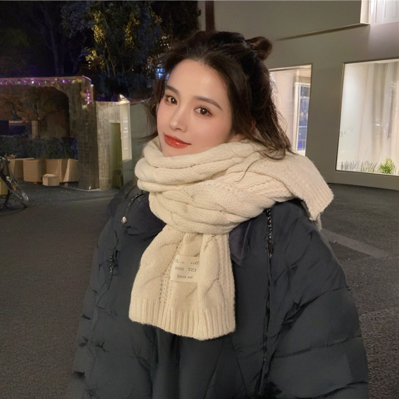 Strickschal Für Damen Und Herren Einfarbig Warmer Winterschal_voghion.com