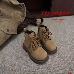 2025儿童鞋秋冬季个性酷炫性装饰百搭马丁靴复古男女童百搭小黄靴