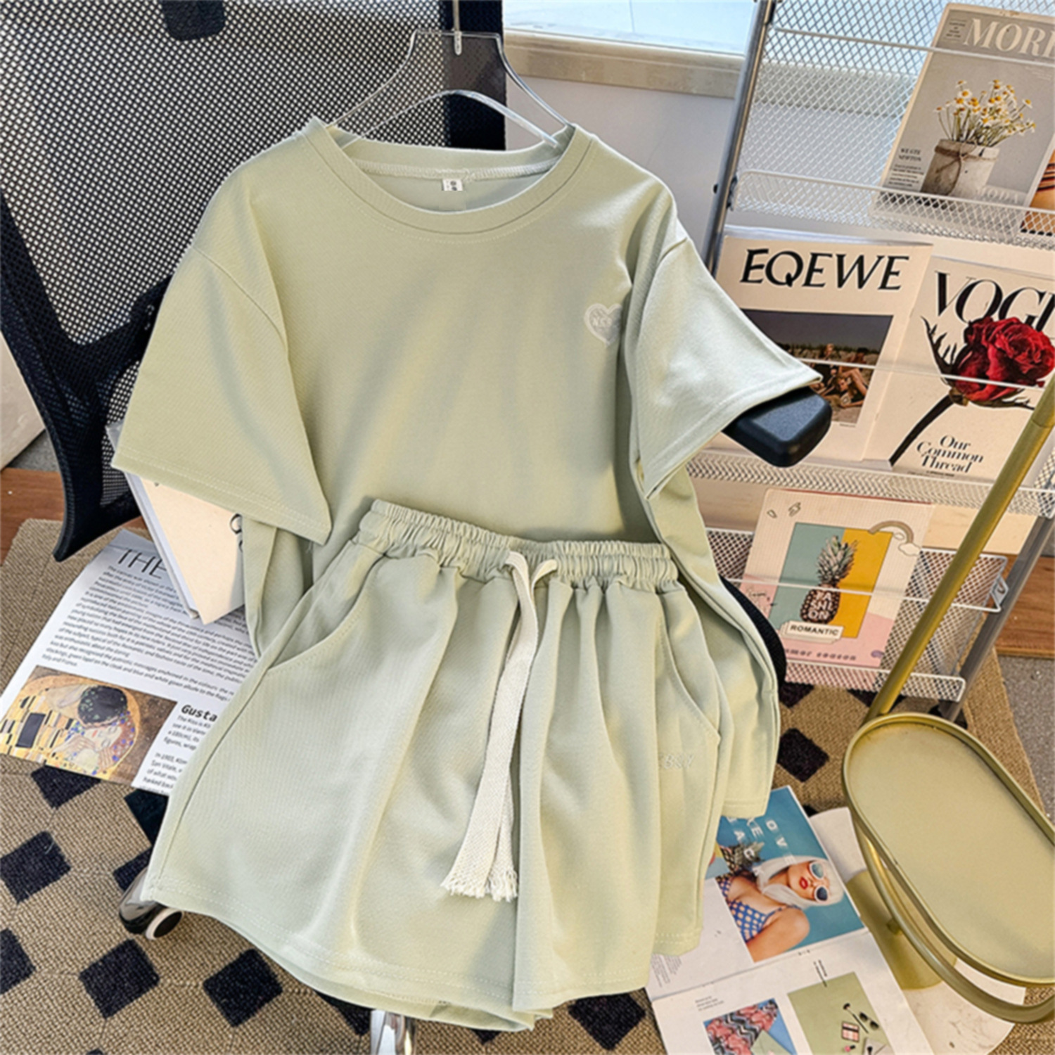 Women's Summer Casual Short Sleeve & Shorts Set – Loose Fit Breathable Polyester Two-Piece Outfit (M-3XL, Slimming Design, Trendy Letter Print) _ecoleips.com