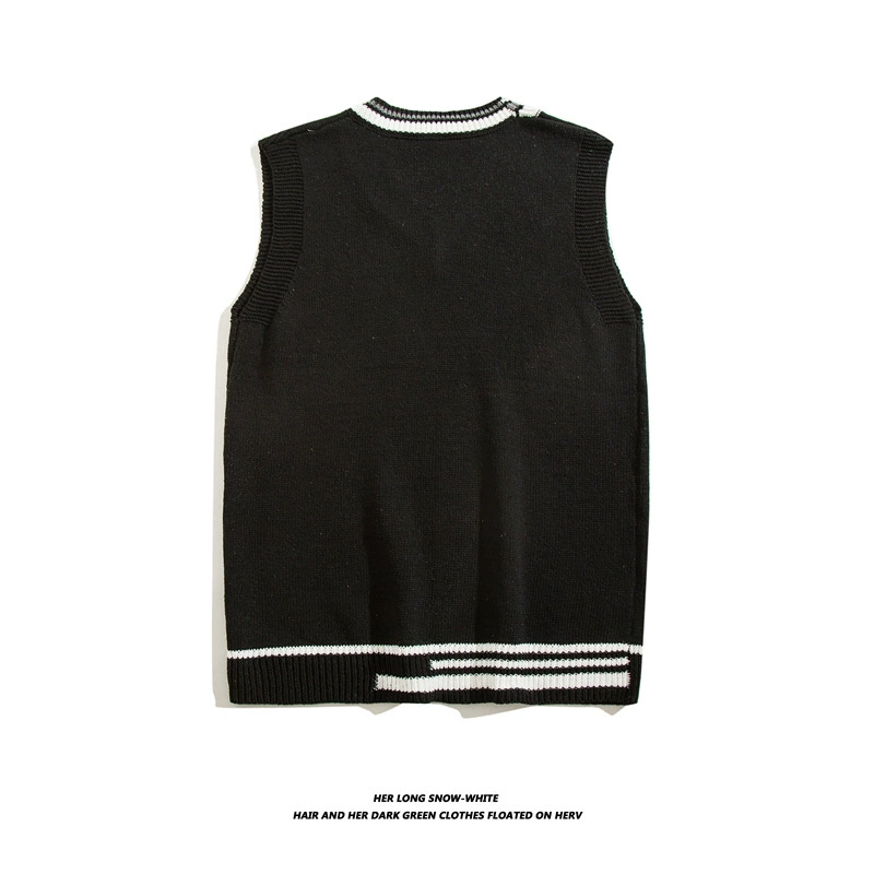 Brand vest for men and women, autumn knitted trend sweater for beloved, Korean style, V-neckline